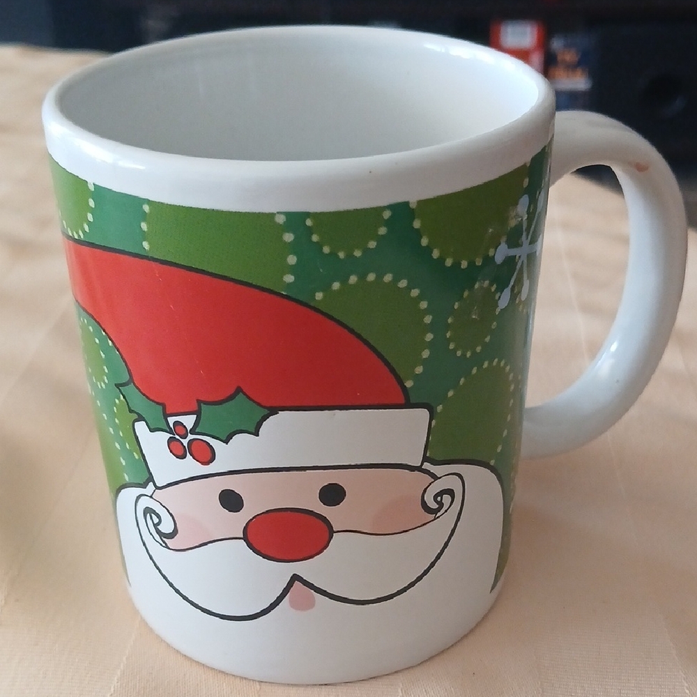 🎄Michaels Santa Mug with Green and Red Design